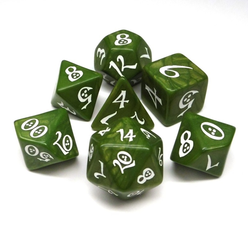 Classici - Set di dadi per GDR (Verde Oliva / Bianco)