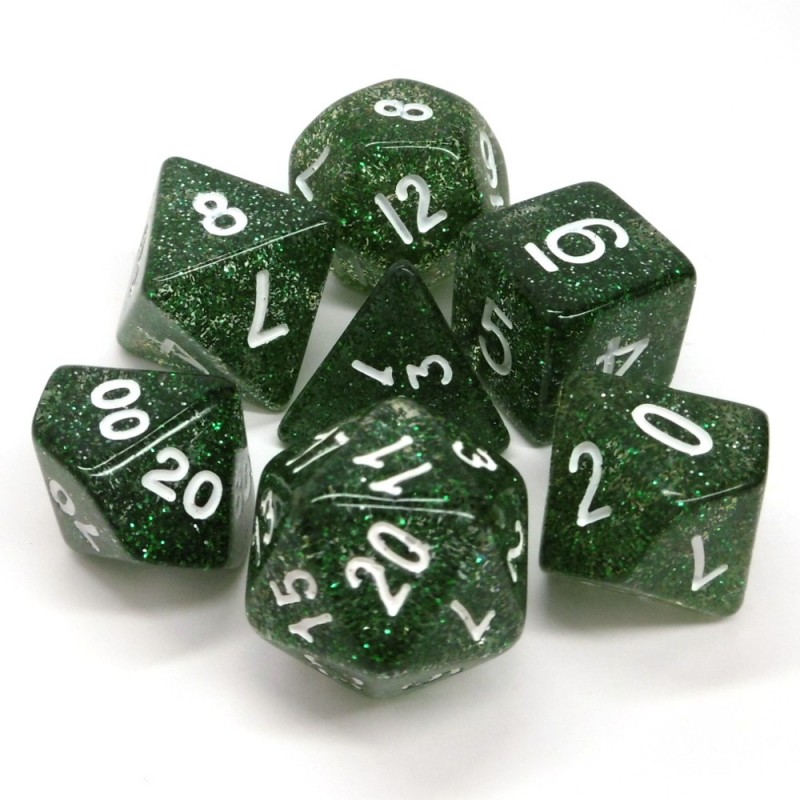 Glitter - Set di dadi (Verde / Bianco)