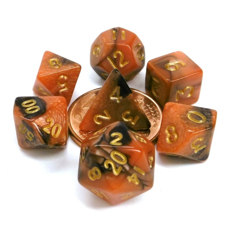 Set di dadi Mini: Nero / Arancione