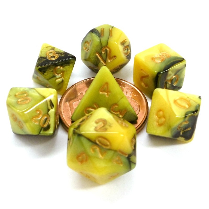 Set di dadi Mini: Giallo / Nero