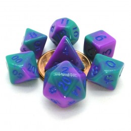 Set di dadi Mini: Viola / Ciano