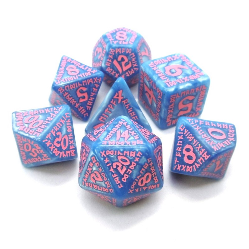 Runici - Set di dadi (Blu Ghiaccio / Rosa)