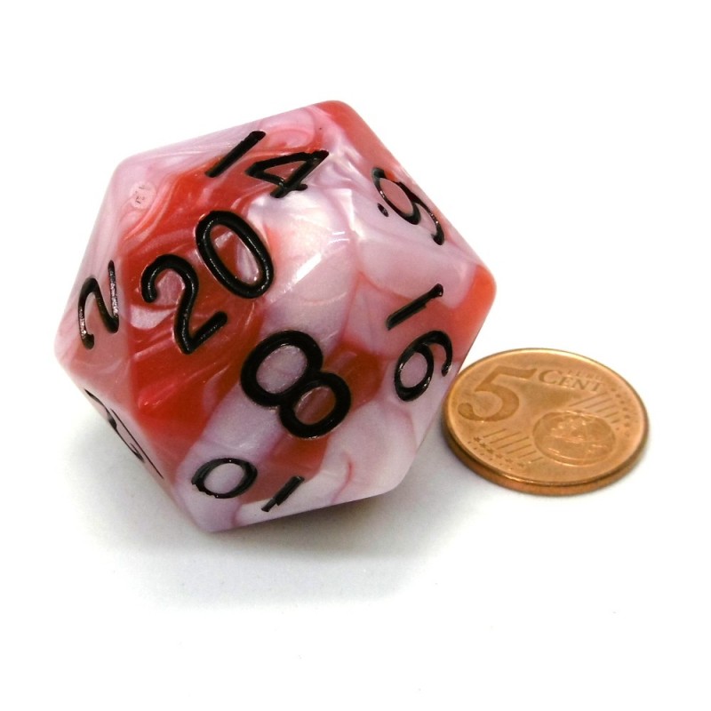 Combo Attack - Dado a 20 facce da 35 mm (Rosso-Bianco / Nero)