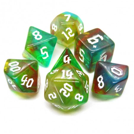 Set Di 7 Dadi Poliedrici Con Bandiera Bisessuale – Per D&D E Giochi Di Ruolo
