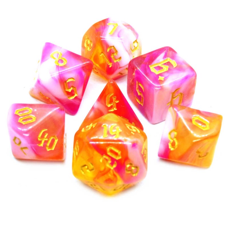 Q Workshop Runic Dice Set - Nero/Rosso (7 Dadi) | Fantàsia