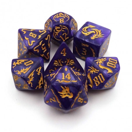REBEL Set Dadi RPG Perlato Blu Scuro - 7 Dadi Da Gioco Di Ruolo Per Dungeons &amp; Dragons