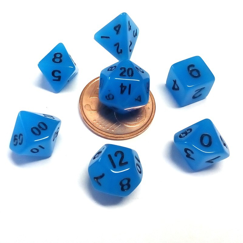 Mini - Set di dadi fosforescenti (Blu / Nero)