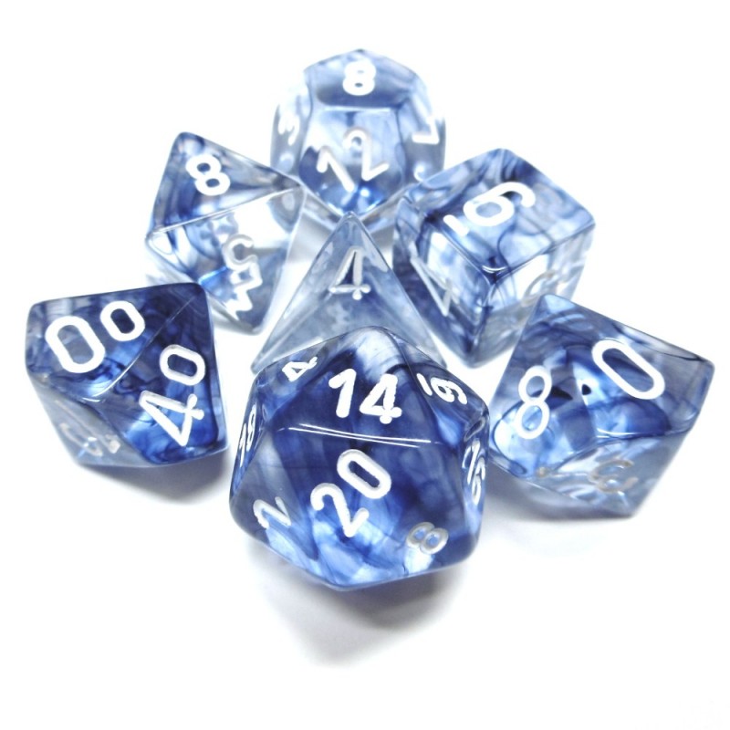 Nebulosa - Set di dadi (Blu scuro / Bianco)