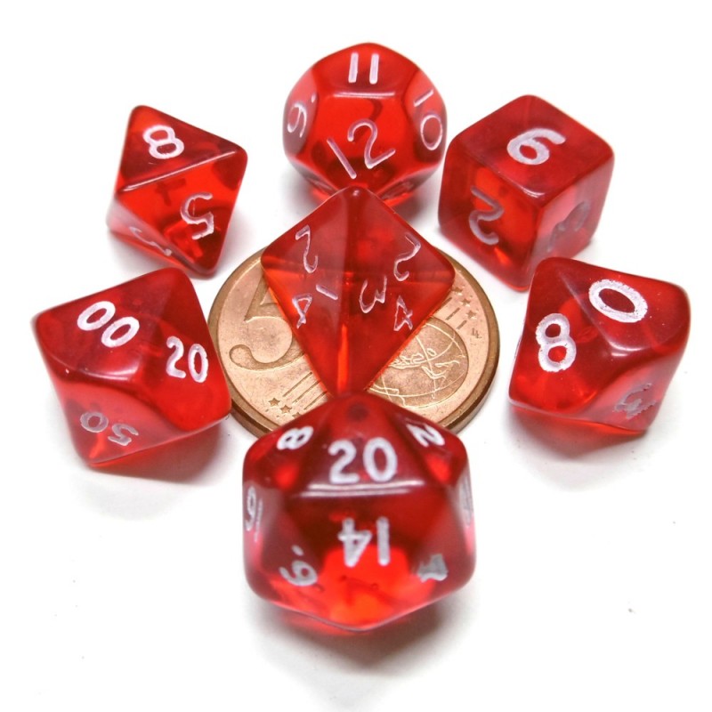 Mini - Set di dadi Trasparenti (Rosso / Bianco)