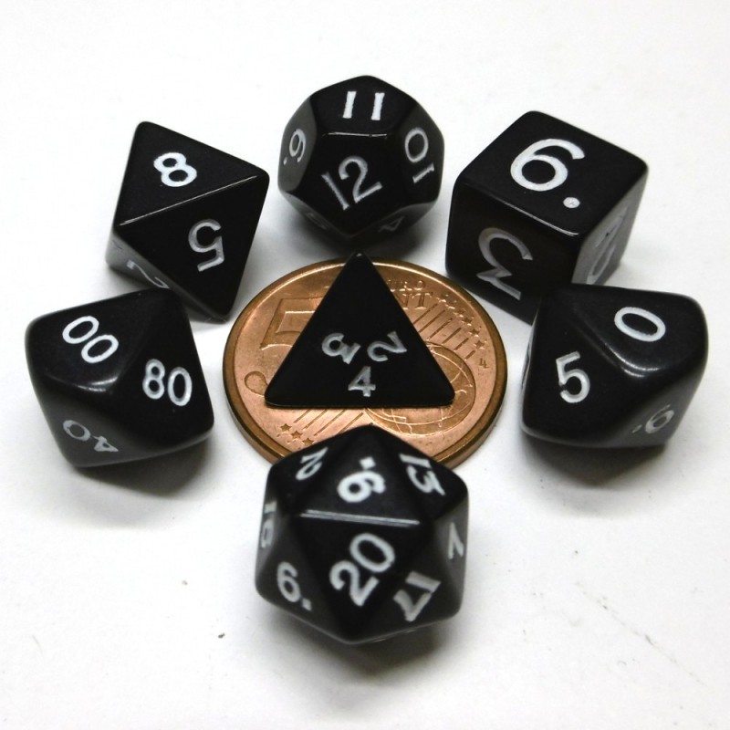 Mini - Set di dadi Opachi (Nero / Bianco)