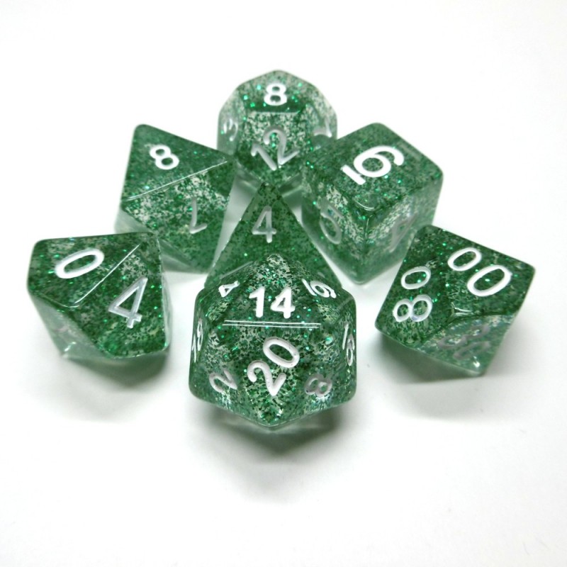 Glitter - Set di dadi (Verde / Bianco)