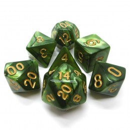 Perlati - Set di dadi (Verde erba / Oro)