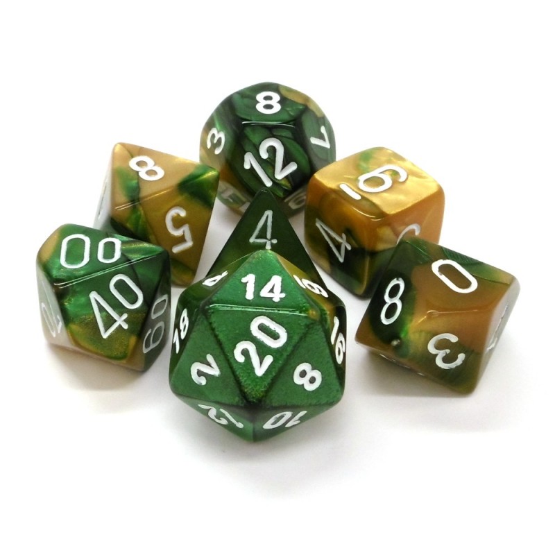 Gemini - Set di dadi (Oro-Verde / Bianco)