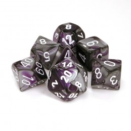 Gemini - Set di dadi (Viola-Acciaio / Bianco)