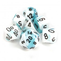 Gemini - Set di dadi (Ciano-Bianco / Nero)