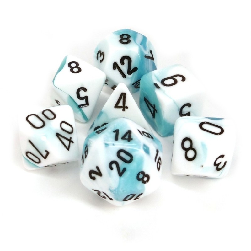 Gemini - Set di dadi (Ciano-Bianco / Nero)