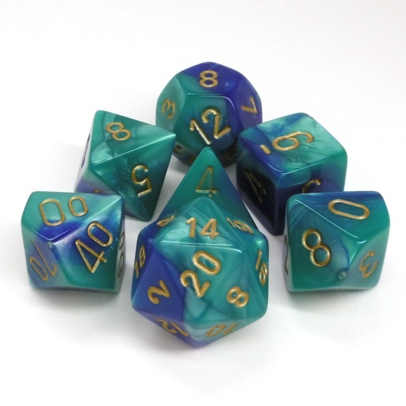 Gemini - Set di dadi (Blu-Ciano / Oro)