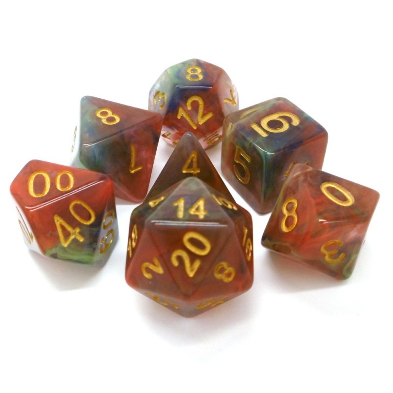 Venom Storm - Set di dadi (Verde-Rosso-Blu / Oro)